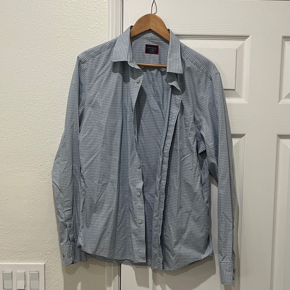 UNTUCKit Men's Blue Micro-Check Dress Shirt